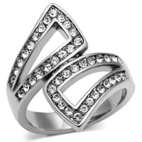 Ženski prsten od nehrđajućeg čelika visokog poliranog čelika sa gornjim razredom Crystal u bistri -