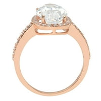 2. CT sjajan ovalni rez čist simulirani dijamant 18k Rose Gold Solitaire sa accentima prsten sz 10,25