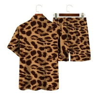 Hanas muške košulje Havajska kratka rukava + kratke hlače postavljene plaže, unise casual odijelo Leopard