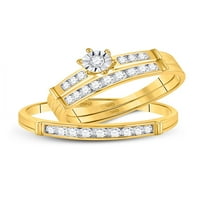 Jewels 14kt Yellow Gold Njegov i njezin okrugli dijamant Solitaire Podudaranje svadbenim vjenčanim prstenom