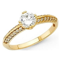 Dragulji Lu 14k žuti zlatni okrugli kubični cirkonijski cz zaručni prsten veličine 6.5