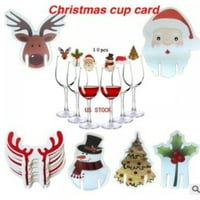 Latady božićne vinske ukrase Cup kartice Christmas Božićne markere za gomilu Tabela ukras za božićne