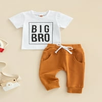 Dojenčad za dječake odjeće Pismo Ispiši okrugli vrat Majica kratkih rukava + solidne boje duge hlače