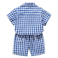 Toddler Baby Boys Proljeće Ljeto Plaid Pamuk Short rukavi kratke hlače Outfits Odjeća za djecu Dječja