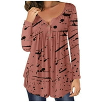 Ženske modne bluze Košulje jesen zima zimski ispisani casunski gumb niz ovratnik dugih rukava plus veličina