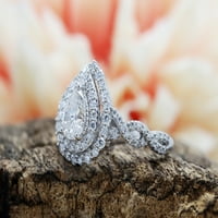 Carat laboratorija stvorila Moissite Diamond Teardrop Infinity Double Halo Angažman prsten za žene u