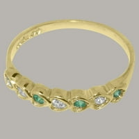 Britanci napravio 14k žuto zlatni kubični cirkonijski i prirodni smaragdni ženski osmiže prsten - veličine