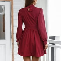 Slobodnoj haljini za žene - casual seksi modna čvrsta kornjača dugih rukava sa dgene haljina crvena