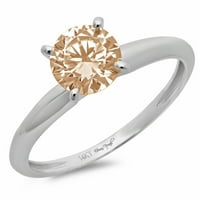 CT sjajan okrugli rez CLEAR simulirani dijamant 18k bijeli zlatni pasijans prsten sz 6