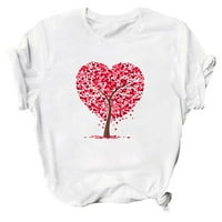 Valentinene majice za žene Dressy Casual Hearts Print s kratkim rukavima s kratkim rukavima