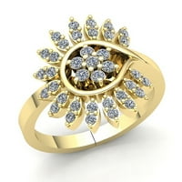 1CT okrugli ne poboljšane dame za mladeni moderni prsten od cvijeta čvrsta 10k ruža, bijela ili žuta
