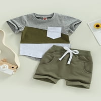 Bagilaanoe 0-3t Baby Boy Outfit Dojenčad Ljetna odjeća Kratki rukav Kontrastni majica i kratke hlače