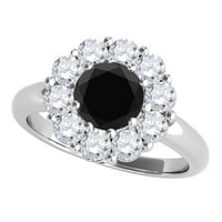 Aonejewelry 2ct. HALO BLACK DIAMOND HANDGENT Vjenčani prsten u 10k bijelo zlato