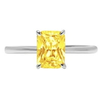 1. CT sjajan zračenje simulirani žuti dijamant 14k bijeli zlatni pasijans prsten sz 10.5