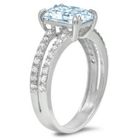 3.96ct jastuk rezan plavi simulirani dijamant 14k bijeli zlatni godišnjički zaručnički prsten veličine