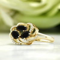 Gem Stone King 18K žuti pozlaćeni srebrni crni crni prsten za žene