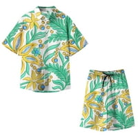 Muška havajska podudarna set Ljetna plaža 2 komada Outfit Outfit Mint zelene veličine XL