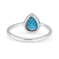 Plavi jabučni nakit Co. Tearrop kruška oksidirani prsten plavi opal prsten sterling srebrna veličina