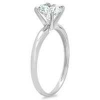 2. CT Sjajan okrugli rez CLEAR simulirani dijamant 18k bijeli zlatni pasijans prsten SZ 7.5
