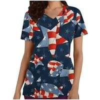 Ženski vrhovi Ljetni trendi Četvrti juli Patriotska košulja zvijezde Stripes American Flag Print Tines