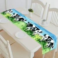 Vodeni kolor crtež kravljeg stola trkač placemat stolnjak za kućni dekor