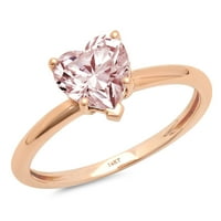 2. CT Sjajno izrezano srce simulirano ružičasti dijamant 14k Rose Gold Solitaire prsten sz 9.25