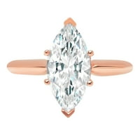 2. CT Marquise Cut originalni kultivirani dijamant SI1-si J-K 14k Rose Gold Solitaire Promise Reas Wedding