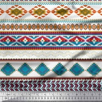 Soimoi bijela baršunasta tkanina Aztec Geometrijski tiskani tkaninski dvorište širom