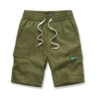 Hlače MULTI TORBE Radne kratke hlače Ljeto Muške pamučne posteljine labave pantalone Capris Green 3xl