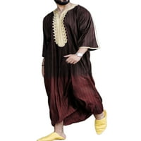 Voguele Men Long Bown Polu rukav Maxi majica Muslimanska molitva Robe za odmor Redovna fit košulja Vino