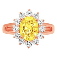 2.36ct ovalni rez žuta simulirana dijamant 18k 18K ruža Gold Gold Angagment Halo prsten veličine 10