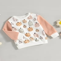 Wassery Toddler Kids Girls Jumpsuits Dukseri Pumpkin Ispis Kontrast Color Dugi rukav posada Pulover