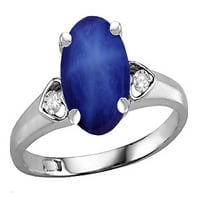 Star K Oval Stvorena zvijezda Sapphire Tri kamenog srčanog angažmana za vjenčani prsten u KT bijeloj