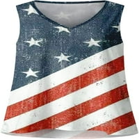 Dabuliu 4. jula tenkovi za žene Lope Fat Fit American zastave Novost okruglih majica bez rukava patriotski