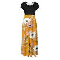 Ljetne haljine za žensko odobrenje TrendSvomen Cvjetni ispis Šarene ljetne haljine kratki rukav haljine