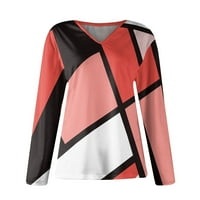 Feternal ženska modna ležerna temperamenta V-izrez nepravilna prugasta geometrijska ispisa bluza s dugim