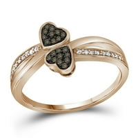 Veličina - 10k Rose Gold okrugli čokoladni smeđi dijamantski ljubavni prsten