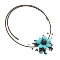 Moderan simulirani crni i plavi tirkizni cvijet choker ogrlice