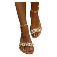 OAVQHLG3B Žene Flowers Flowers perle Otvorene nožnih prstiju Prozračne cipele Romanske sandale