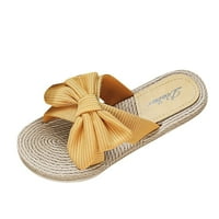 Puawkoer modne proljeće i ljetne žene papuče slame Espadrille luk sandale flip flops plaža ravni dno