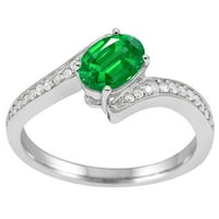 Mauli dragulji za žene za žene Carat smaragd i dijamantni vjenčani zaručnički prsten 4-prong 10k čvrsto