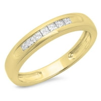 DazzlingRock kolekcija 0. Carat 14K princeza CUT Diamond ženski Godišnjica prstena za slaganje, žuto