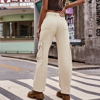 Teretne hlače Visoko struk sa džepovima Denim Ležerne prilike ljetne duge pantske hlače u oprugu i popularni