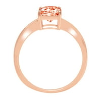 1. CT sjajan zračenje simulirani crveni dijamant 14k ružičasto zlato pasijans prsten sz 5