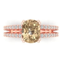 3. CT sjajan jastuk Cleani simulirani dijamant 18k Rose Gold Solitaire sa Accentima prsten sz 6.75