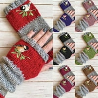 Žene Jesenske zimske ptice vezene rukavice pletene rukavice bez prstiju