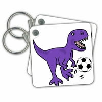 3Droza smiješna slatka ljubičasta T-Re Dinosaur Igranje nogometnog crtanog filmova - Ključni lanci,