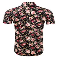 Cvjetne polke dot pamučne košulje za muškarce Slim Fit gumb dolje majice