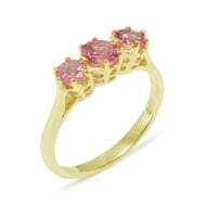 Britanci napravio 9k žuto zlato Real Prirodno ružičasti turmalinski ženski prsten za izjavu - Veličina