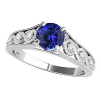 Aonejewelry ct. HALO jedinstveni dizajn tanzanite i dijamantski angažman prsten izrađen u 14k čvrsto